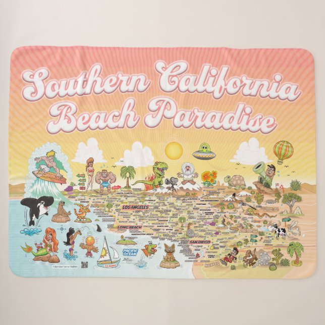 Southern California Beach Paradise Fleece Blanket (Front (Horizontal))