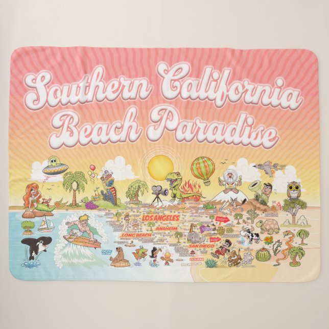 Southern California Beach Paradise Sherpa Blanket (Front (Horizontal))