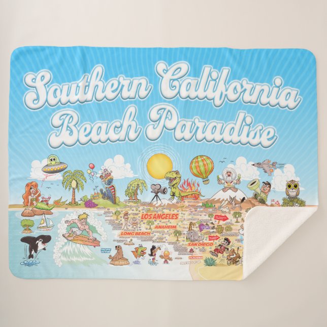 Southern California Beach Paradise Sherpa Blanket (Front (Horizontal))