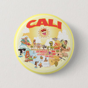 Southern California Cali Cartoon 2 Inch Round Button