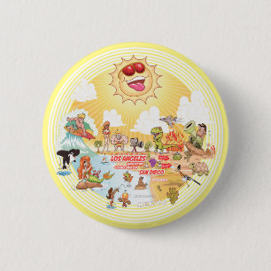 Southern California Cartoon 2 Inch Round Button
