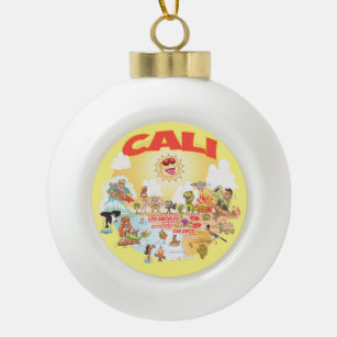 Southern California Cartoon Ceramic Ball Christmas Ornament