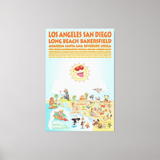 Southern California Cities Canvas Print (Front)