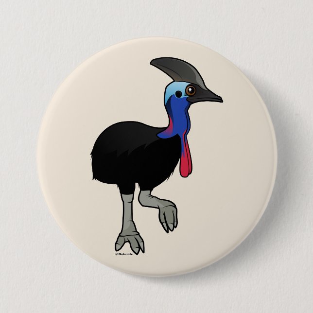Southern Cassowary 3 Inch Round Button (Front)