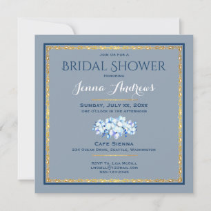 Southern Charm, Blue and Gold Bridal Shower Invitation