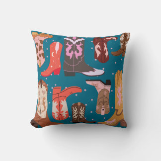 Southern Charm Cowgirl Boots Throw Pillow