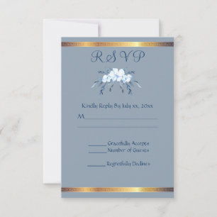 Southern Charm Dusty Blue Wedding Reply RSVP Card