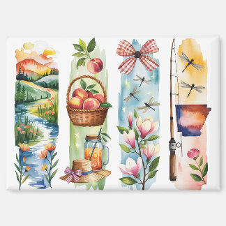 Southern Charm Watercolor Magnets | Peach Basket,