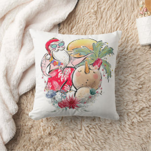 Southern Christmas   Hot Holly Jolly Santa Claus Throw Pillow