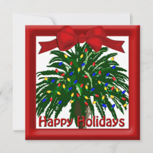 Southern Christmas Palm Tree Flat Greeting Holiday Card