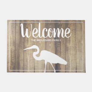 Southern Coastal Birds White Egret & Wood Planks Doormat
