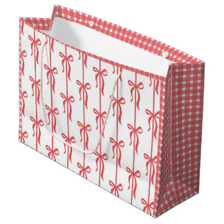 Southern Coastal Grandmillennial Red Ribbon Large Gift Bag