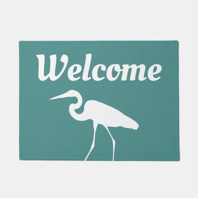 Southern Coastal White Egret Welcome Doormat (Front)