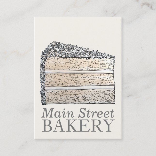Southern Coconut Frosting Layer Cake Slice Dessert Business Card (Front)
