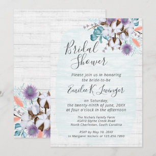 Southern Country Cotton Floral Bridal Shower Invitation