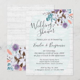 Southern Country Cotton Floral Wedding Shower Invitation