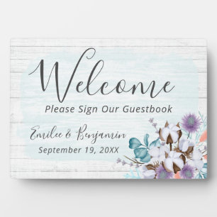 Southern Country Cotton Welcome Wedding Guestbook Plaque