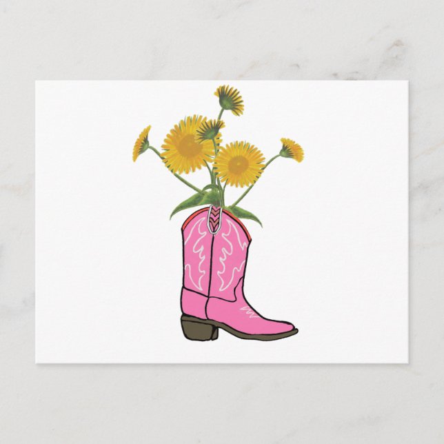 Southern Cowgirl Western Postcard Pink Boot (Front)