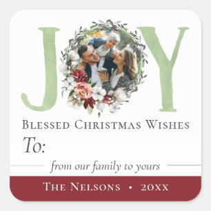 Southern Floral Christmas Joy To / From Gift Tag