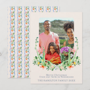 Southern Floral Crest Family Photo  Holiday Card