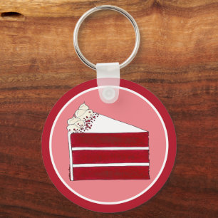 Southern Food Red Velvet Layer Cake Slice Bakery Keychain