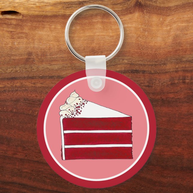Southern Food Red Velvet Layer Cake Slice Bakery Keychain (Front)