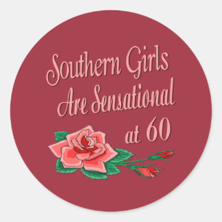 Southern Girl 60th Birthday Rose Collection Classic Round Sticker