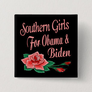 Southern Girls for Obama Biden 2 Inch Square Button
