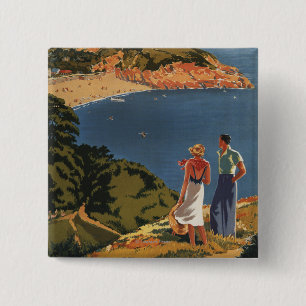 Southern/Great Western Rail Couple on Cliff 2 Inch Square Button