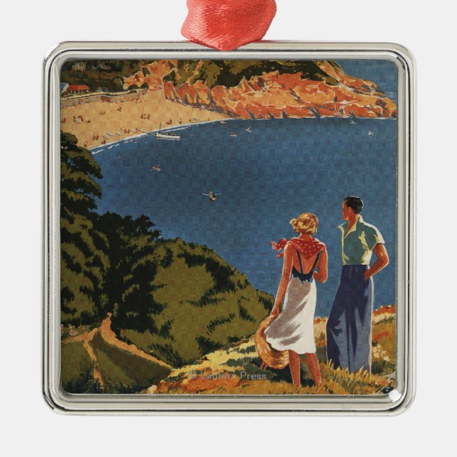 Southern/Great Western Rail Couple on Cliff Metal Ornament (Front)