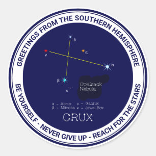 Southern Hemisphere Constellation Crux Classic Round Sticker