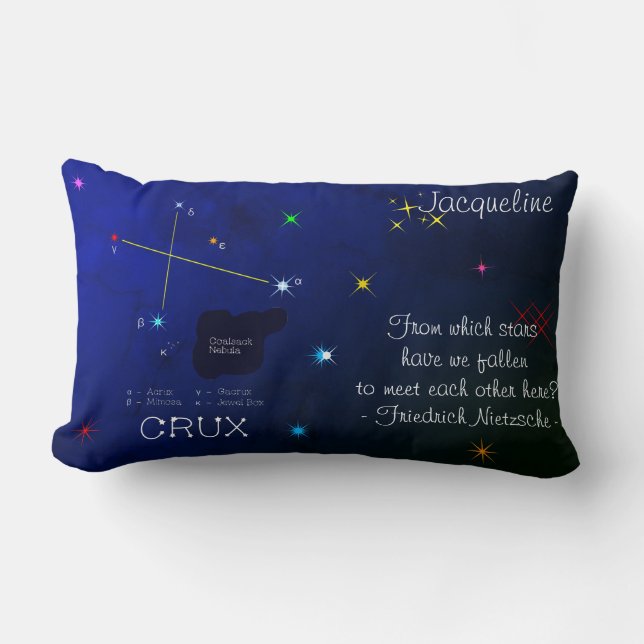 Southern Hemisphere Constellation Crux Lumbar Pillow (Front)