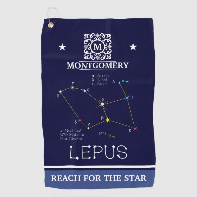 Southern Hemisphere Constellation Lepus Golf Towel (Front)