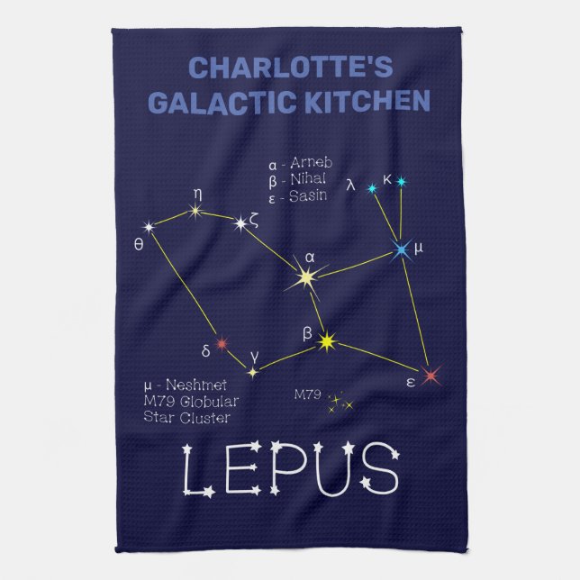 Southern Hemisphere Constellation Lepus Kitchen Towel (Vertical)