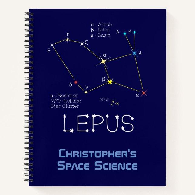Southern Hemisphere Constellation Lepus Notebook (Front)