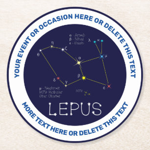 Southern Hemisphere Constellation Lepus Round Paper Coaster