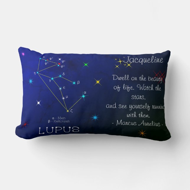 Southern Hemisphere Constellation Lupus Lumbar Pillow (Front)