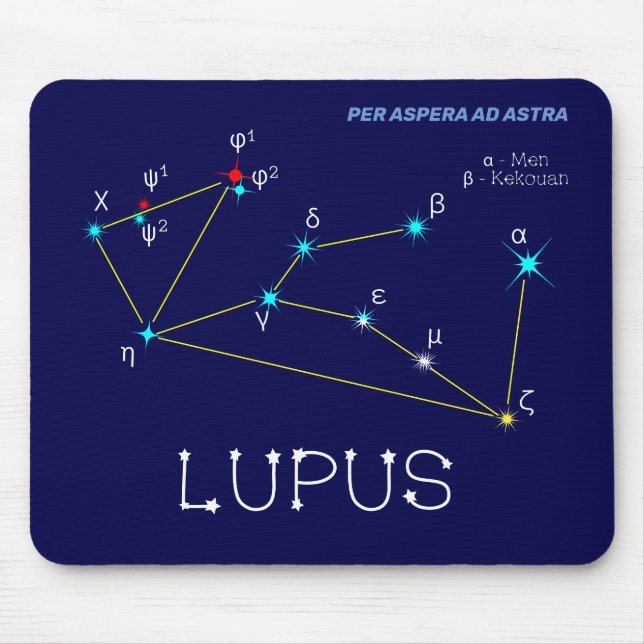 Southern Hemisphere Constellation Lupus Mouse Pad (Front)