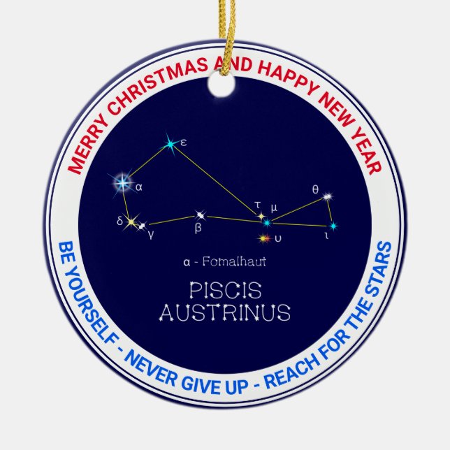 Southern Hemisphere Constellation Piscis Austrinus Ceramic Ornament (Front)