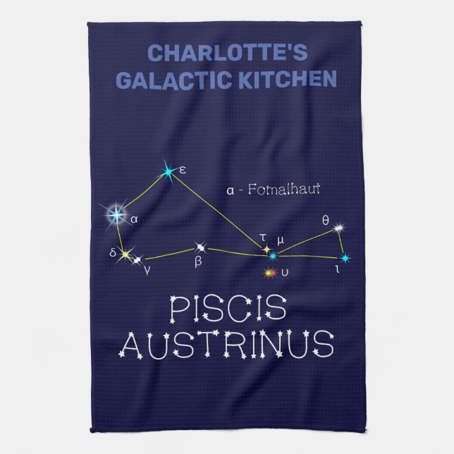 Southern Hemisphere Constellation Piscis Austrinus Kitchen Towel (Vertical)