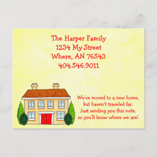 Southern Home Moving New Address Announcement Postcard