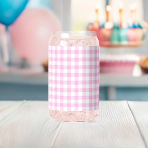 Southern Hospitality Pink Plaid Can Glass
