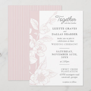 Southern Magnolia Blossom Blush Floral Wedding Invitation