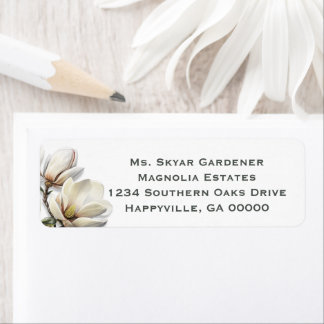 Southern Magnolia Floral Return Address Labels
