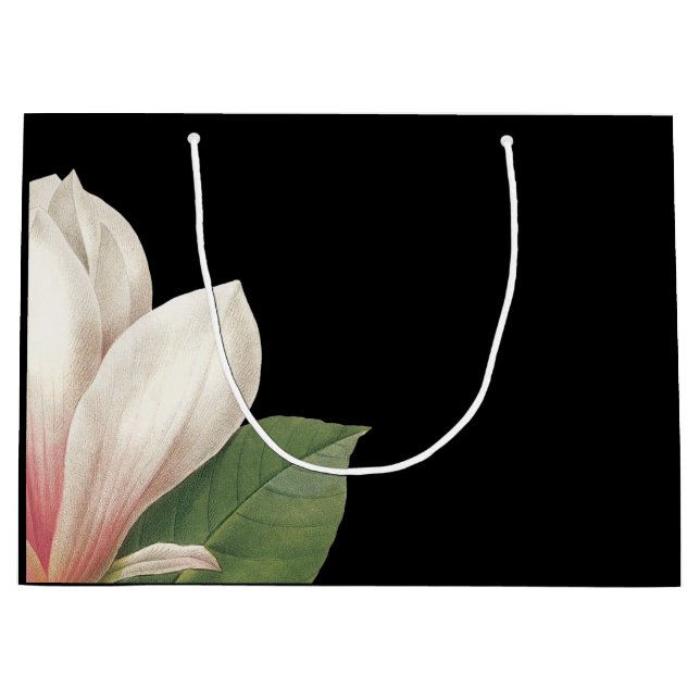 Southern Magnolia Flower | Pink White Black Large Gift Bag (Front)