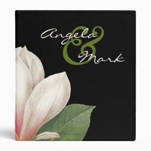 Southern Magnolia Flower Wedding Elegant Black Binder