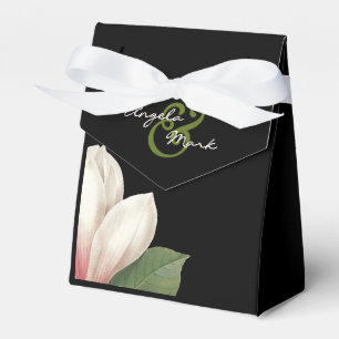 Southern Magnolia Flower Wedding Elegant Black Favor Box