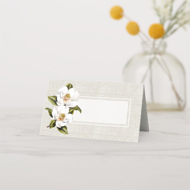 Southern Magnolia Wedding Folded Place Card (Front)
