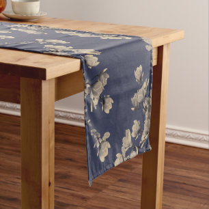 Southern Magnolias & Midnight Blue Short Table Runner