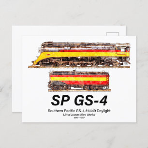 Southern Pacific GS-4 Daylight Steam Locomotive Postcard